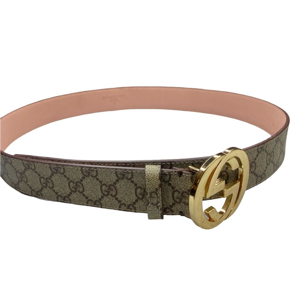Gucci Beige and Gold Signature Belt - Picture 6 of 9